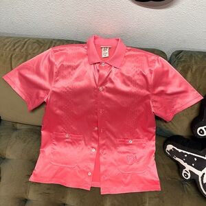 Adidas Men's Pink Silk Short Sleeve Shirt